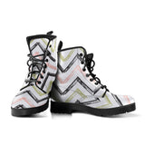 Zigzag  Chevron Paint Pattern Leather Boots