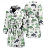 Chameleon Lizard Succulent Plant Pattern Men'S Bathrobe