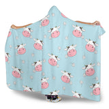 Cute Cow Flower Pattern Hooded Blanket