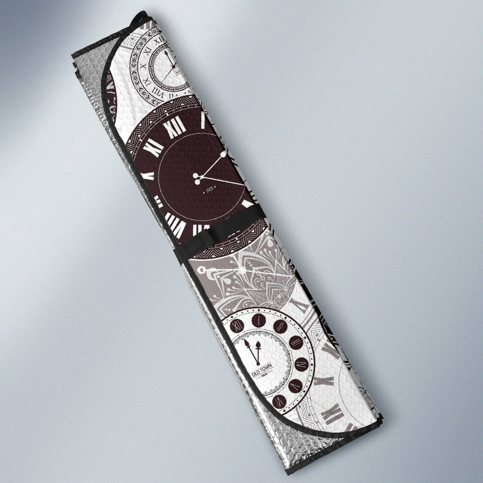 Classic Vintage Clock Pattern Car Sun Shade
