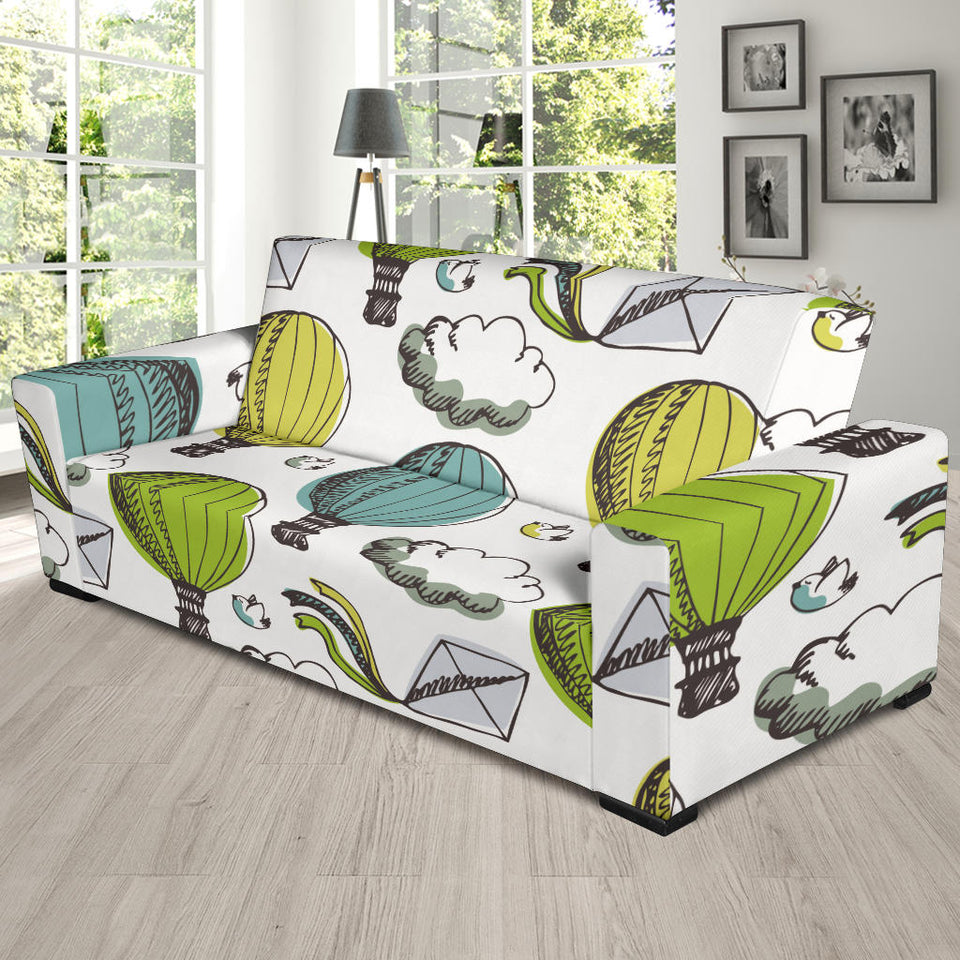 Hot Air Balloon Bird Cloud Pattern Sofa Slipcover