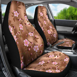 Pink Sakura Cherry Blossom Drak Brown Background  Universal Fit Car Seat Covers