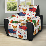 Corgi Christmas Pattern Recliner Cover Protector