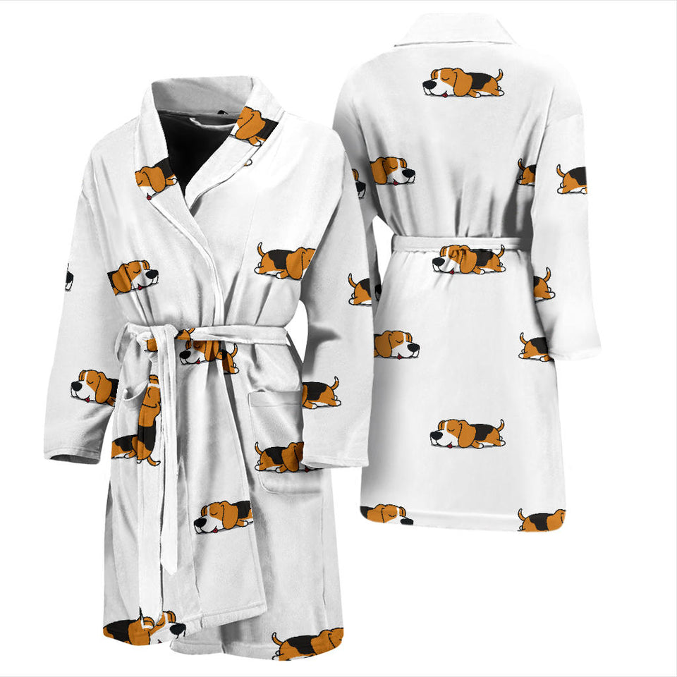 Cute Beagle Dog Sleeping Pattern Men'S Bathrobe
