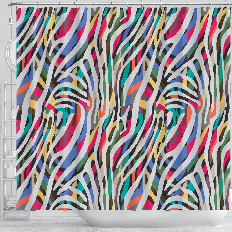 Colorful Zebra Skin Pattern Shower Curtain Fulfilled In US