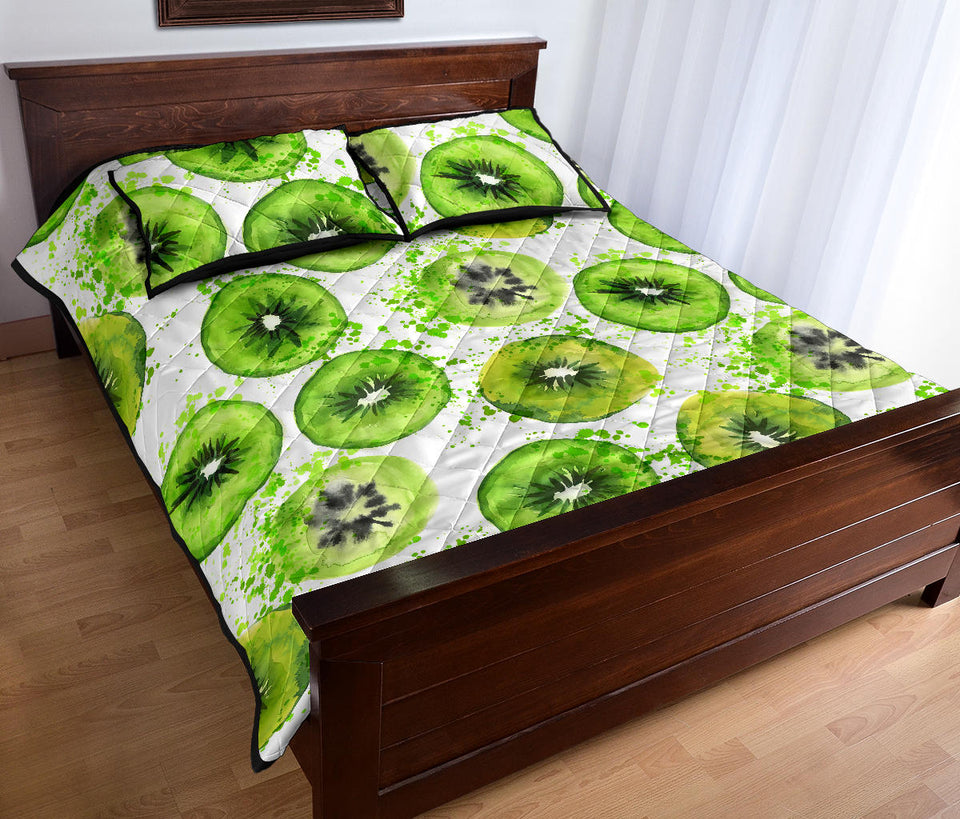 Watercolor kiwi pattern Quilt Bed Set