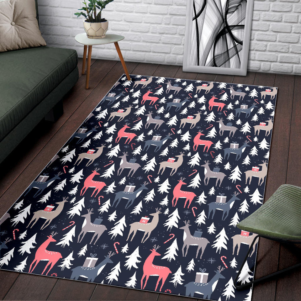 Deers Winter Christmas Pattern Area Rug