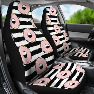 Donuts Pink Icing Striped Pattern Universal Fit Car Seat Covers