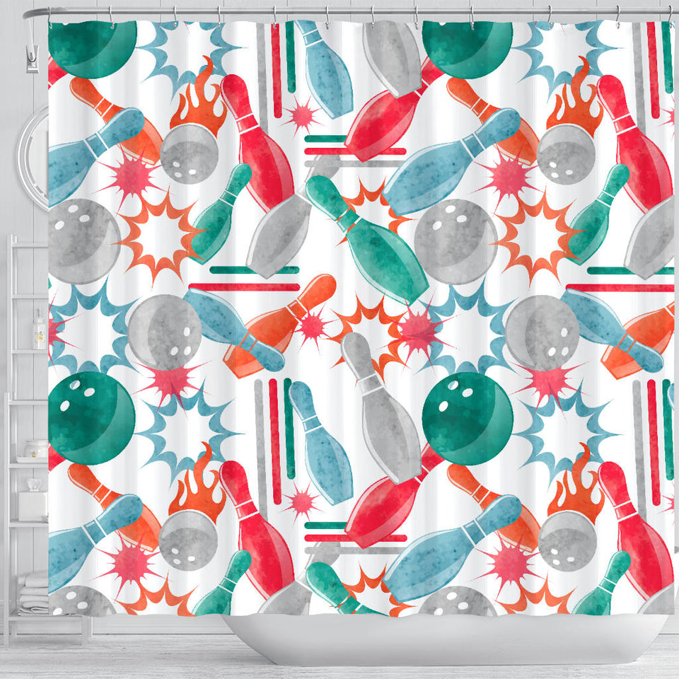 Watercolor Bowling Pattern Shower Curtain Fulfilled In US