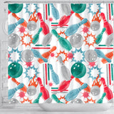 Watercolor Bowling Pattern Shower Curtain Fulfilled In US