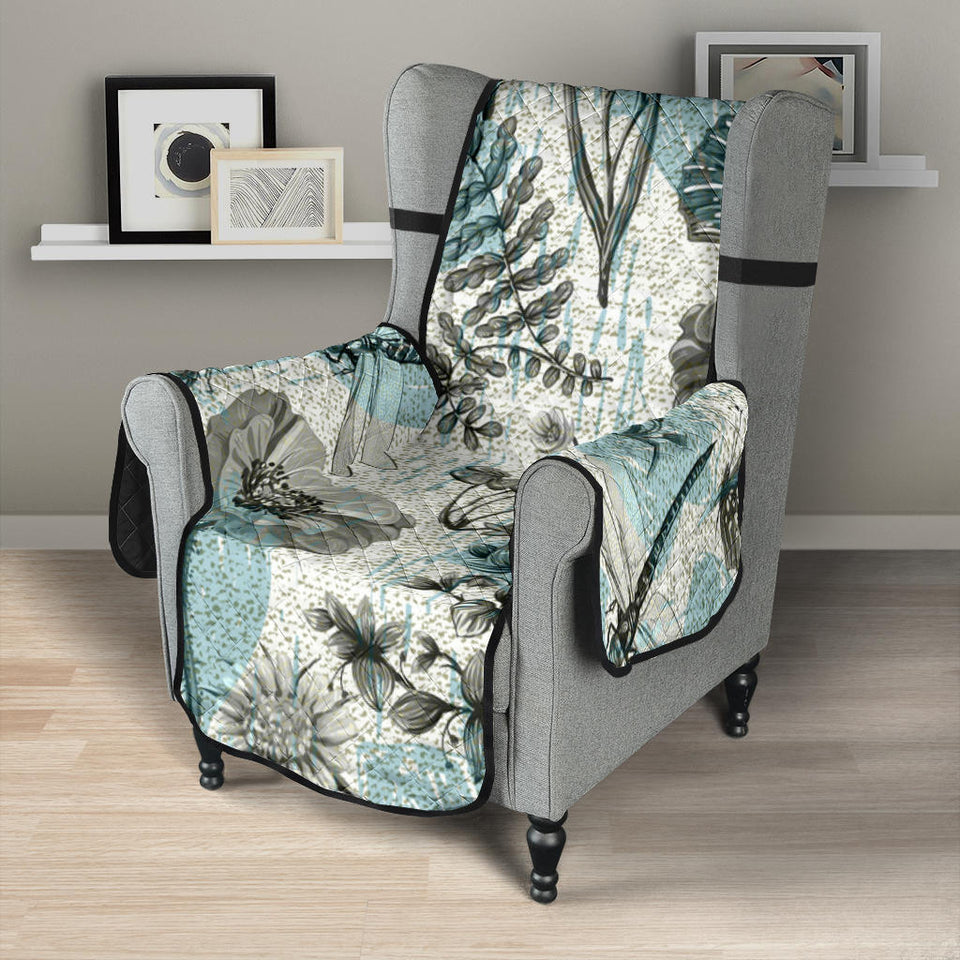 Dragonfly Butterfly Plants insect flower vintage style pattern Chair Cover Protector