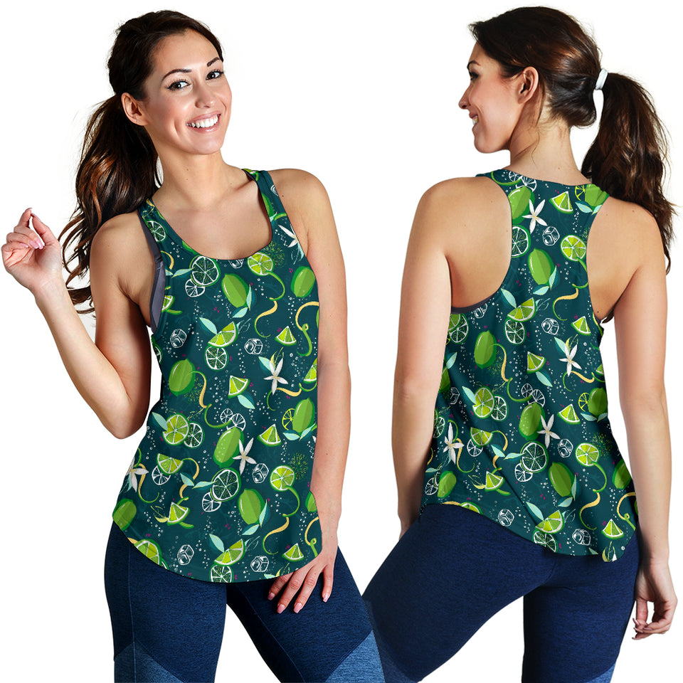 Lime ice flower pattern Women Racerback Tank Top