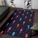 Watercolor Colorful Seahorse Pattern Area Rug