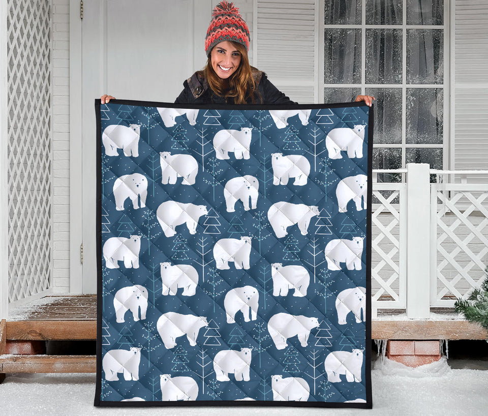 Polar Bear Mother Her Child Pattern Premium Quilt