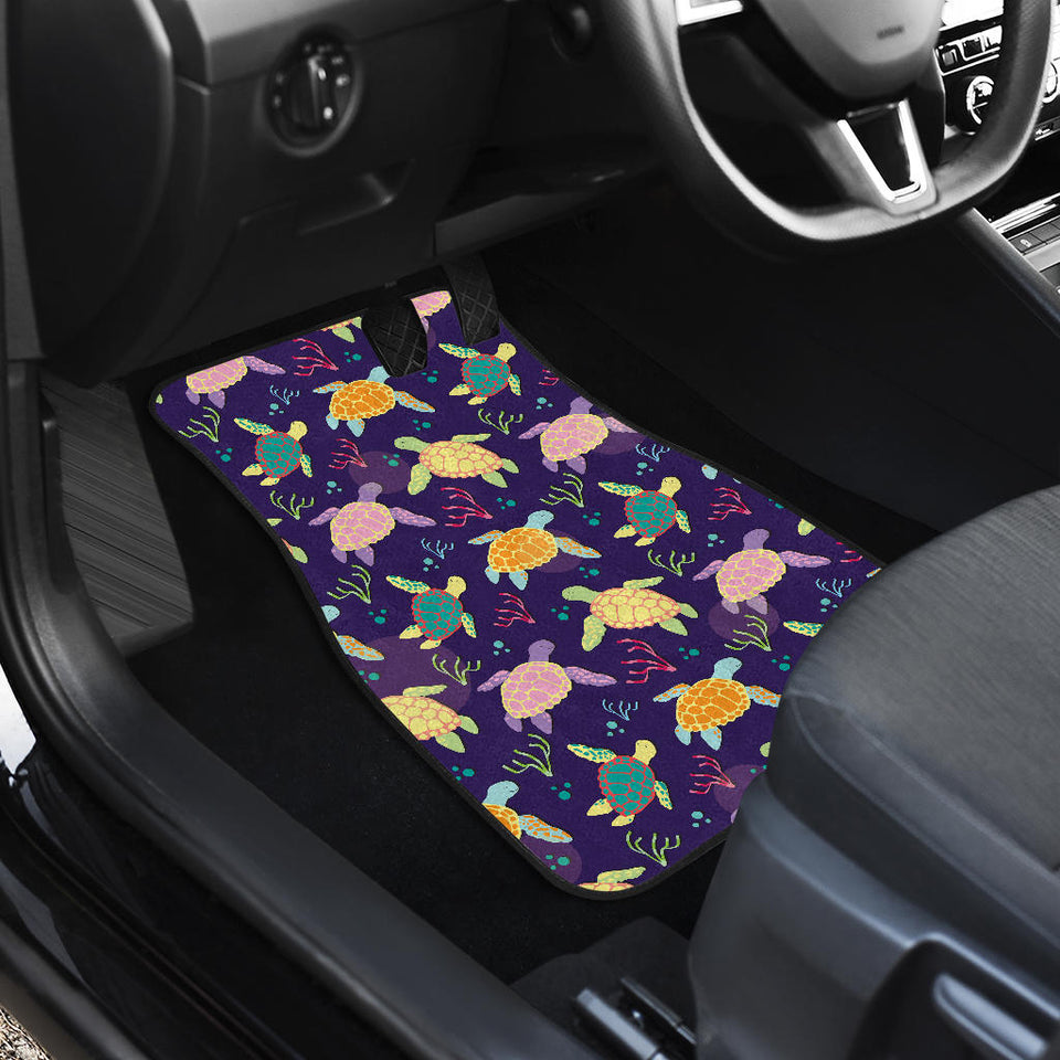 Colorful Sea Turtle Pattern Front Car Mats