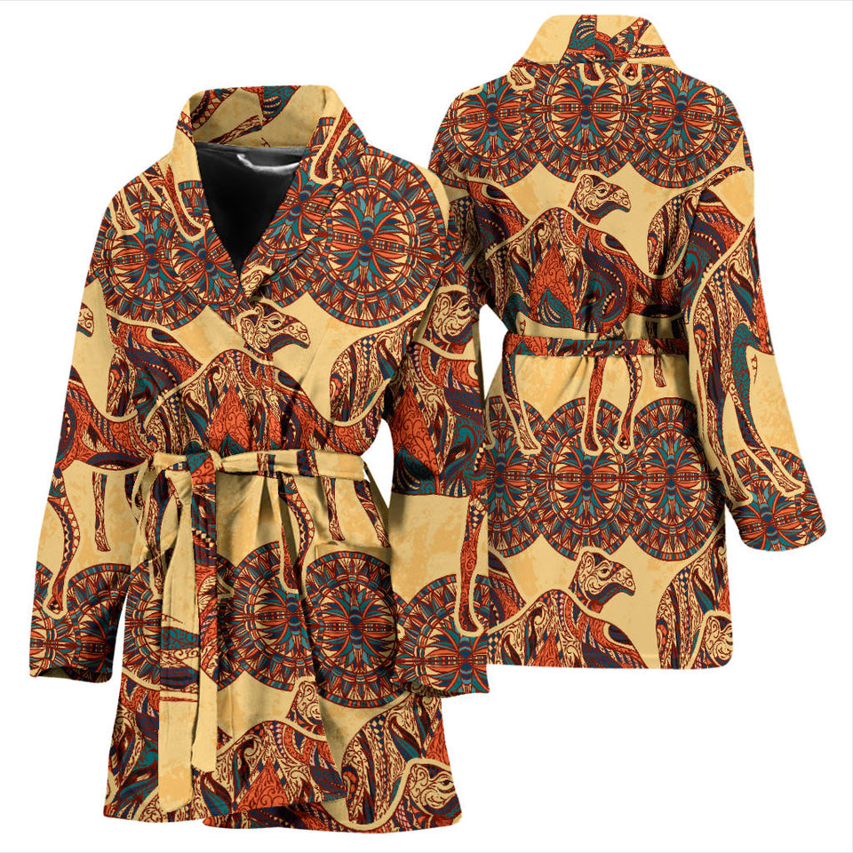 Camel Polynesian Tribal Design Pattern Women'S Bathrobe