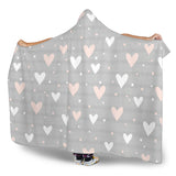 Heart Pattern Gray Background Hooded Blanket