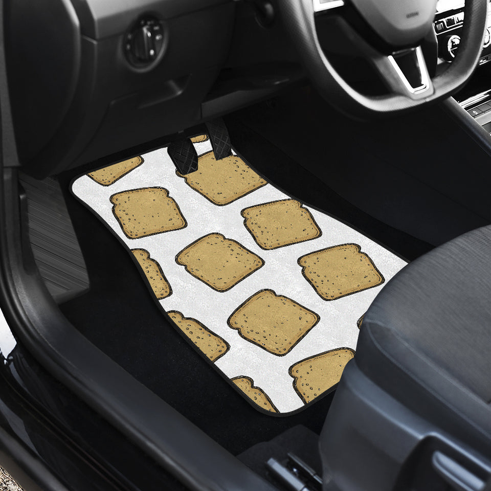 Bread Toast Pattern Print Design 03 Front and Back Car Mats
