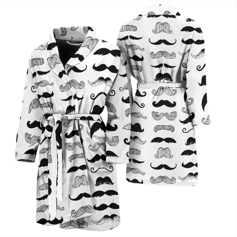 Mustache Beard Pattern Print Design 04 Men's Bathrobe