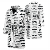 Mustache Beard Pattern Print Design 04 Men's Bathrobe