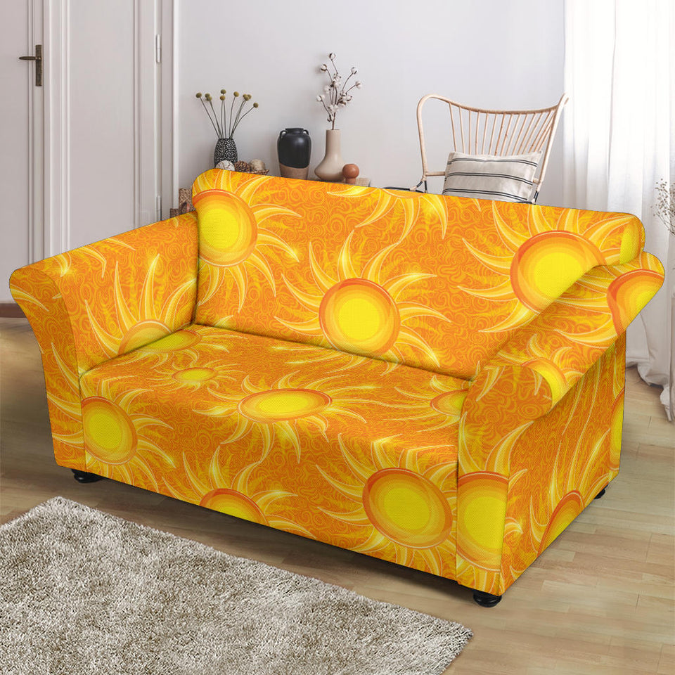 Sun Orange Background Loveseat Couch Slipcover