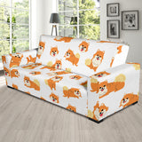 Brown Pomeranian Pattern Sofa Slipcover
