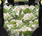 White Orchid Flower Tropical Leaves Pattern Dog Car Seat Covers
