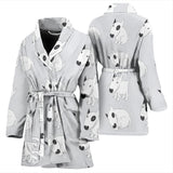 Bull Terrier Pattern Print Design 01 Women's Bathrobe