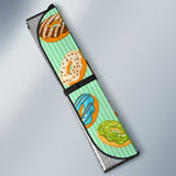 Colorful Donut Pattern Green Background Car Sun Shade