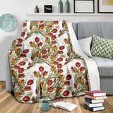Red Tulips And Daffodils Pattern Premium Blanket