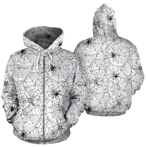 Spider Web Cobweb Pattern Zip Up Hoodie