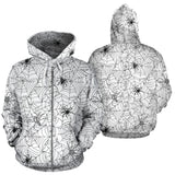 Spider Web Cobweb Pattern Zip Up Hoodie