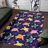 Colorful Sea Turtle Pattern Area Rug