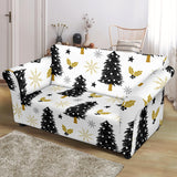 Christmas Tree Holly Snow Star Pattern Loveseat Couch Slipcover