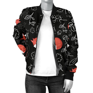 Fox Sleeping Fox Pattern Women'S Bomber Jacket
