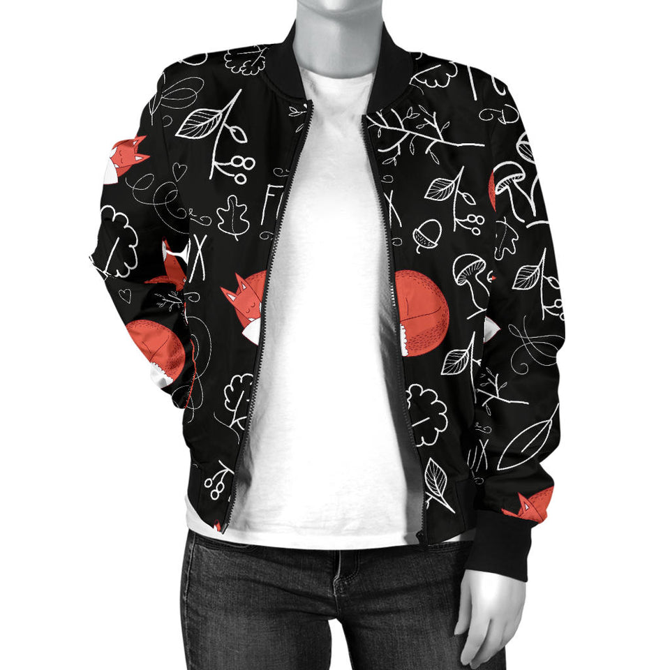 Fox Sleeping Fox Pattern Women'S Bomber Jacket