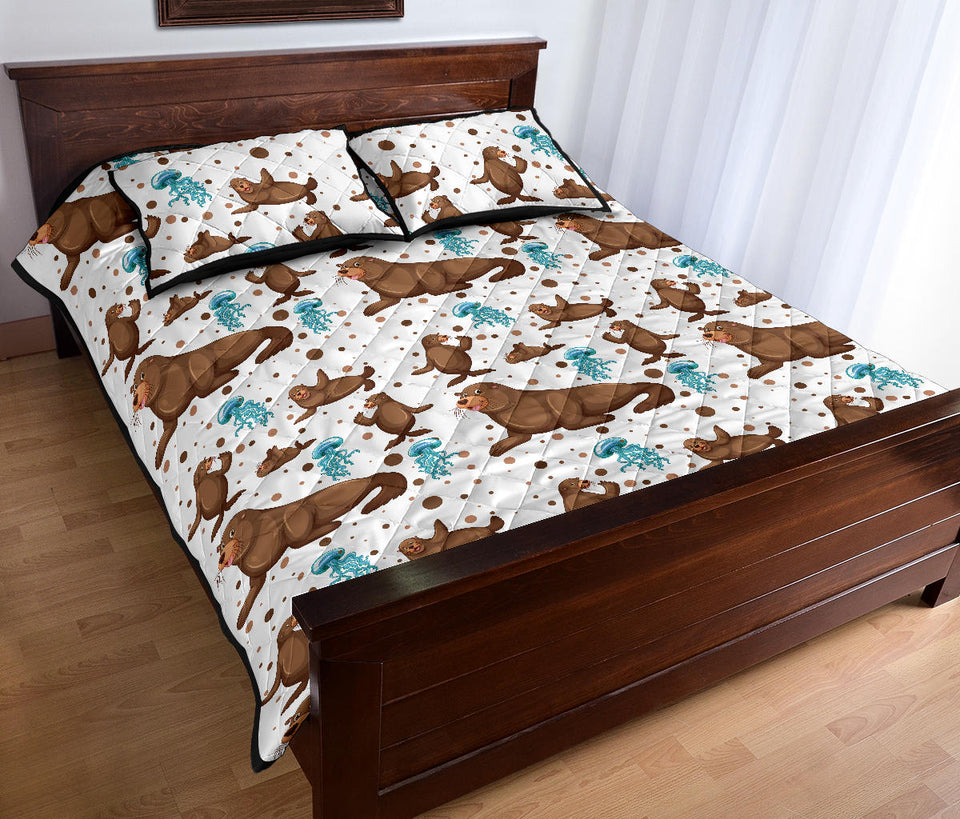 sea lion Seals jellyfish pattern Quilt Bed Set