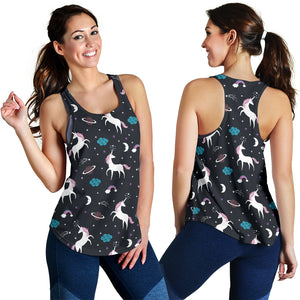 unicorn rainbows moon clound star pattern Women Racerback Tank Top