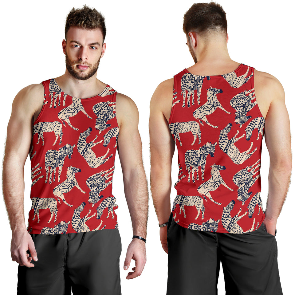 Zebra abstract red background Men Tank Top
