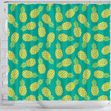 Pineapples Pattern Green Background Shower Curtain Fulfilled In US