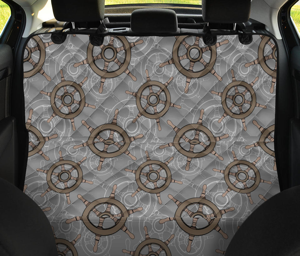 Nautical Wood Steering Wheel Pattern Dog Car Seat Covers