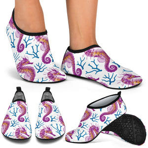 Purple Seahorse Blue Coral Pattern Aqua Shoes