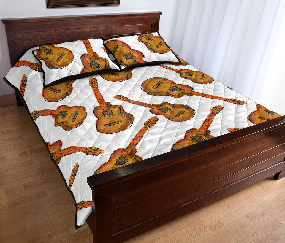 Paint Guitar Pattern Quilt Bed Set