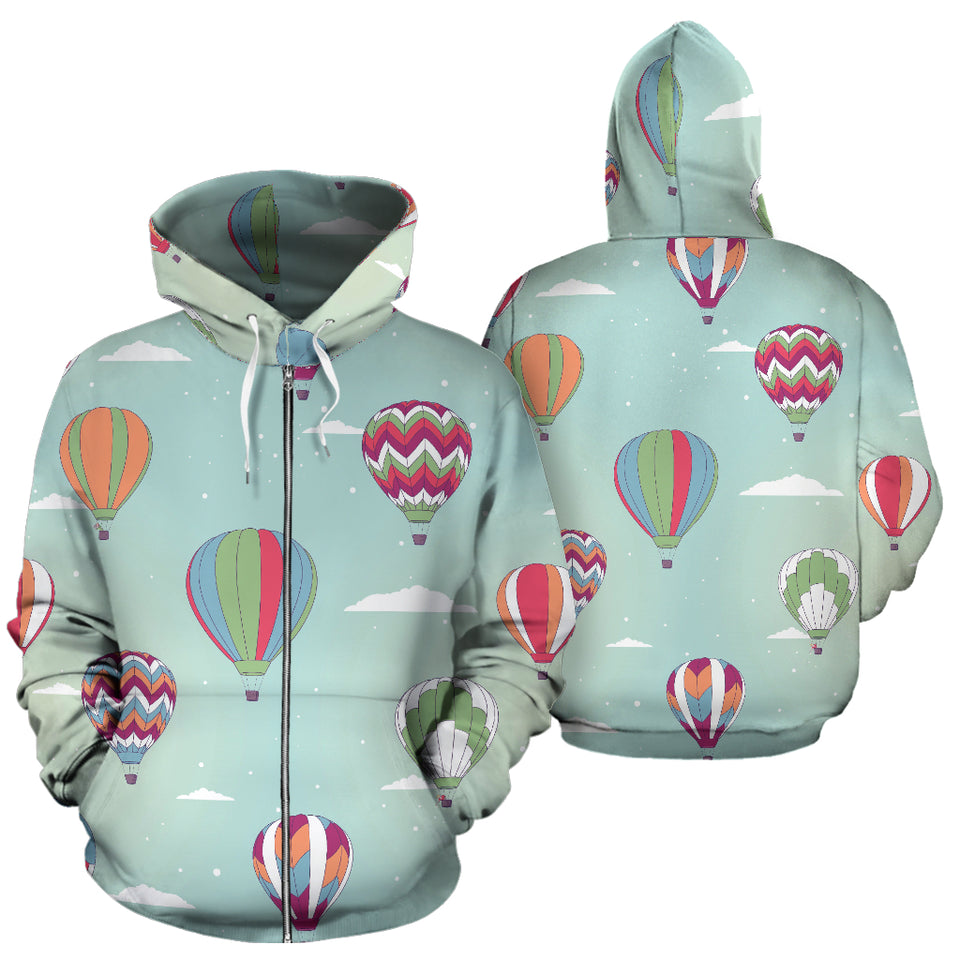 Hot Air Balloon Design Pattern Zip Up Hoodie