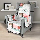 Cute dachshund bone pattern Chair Cover Protector