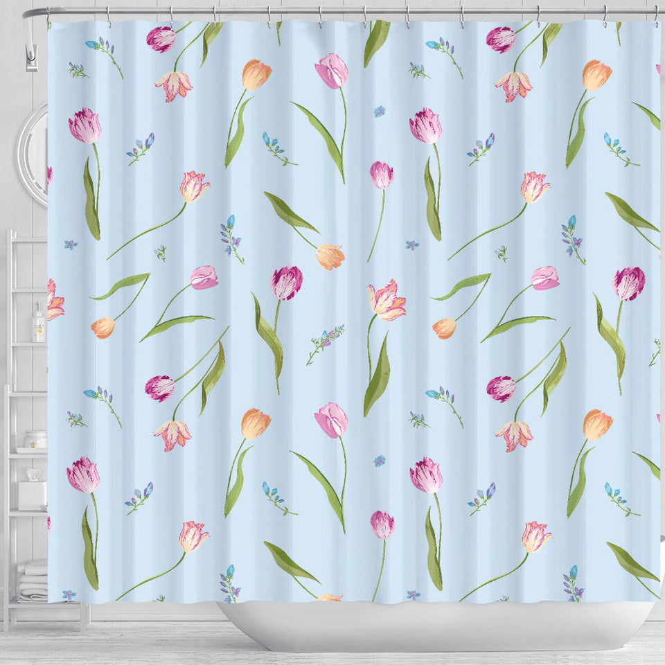 Watercolor Tulips Pattern Shower Curtain Fulfilled In US