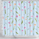 Watercolor Tulips Pattern Shower Curtain Fulfilled In US