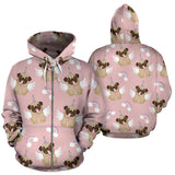 Cute Unicorn Pug Pattern Zip Up Hoodie