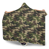 Dark Green Camo Camouflage Pattern Hooded Blanket