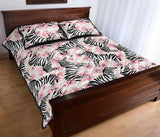 Zebra pink flower background Quilt Bed Set